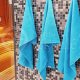 Cotton terry towel turquoise blue